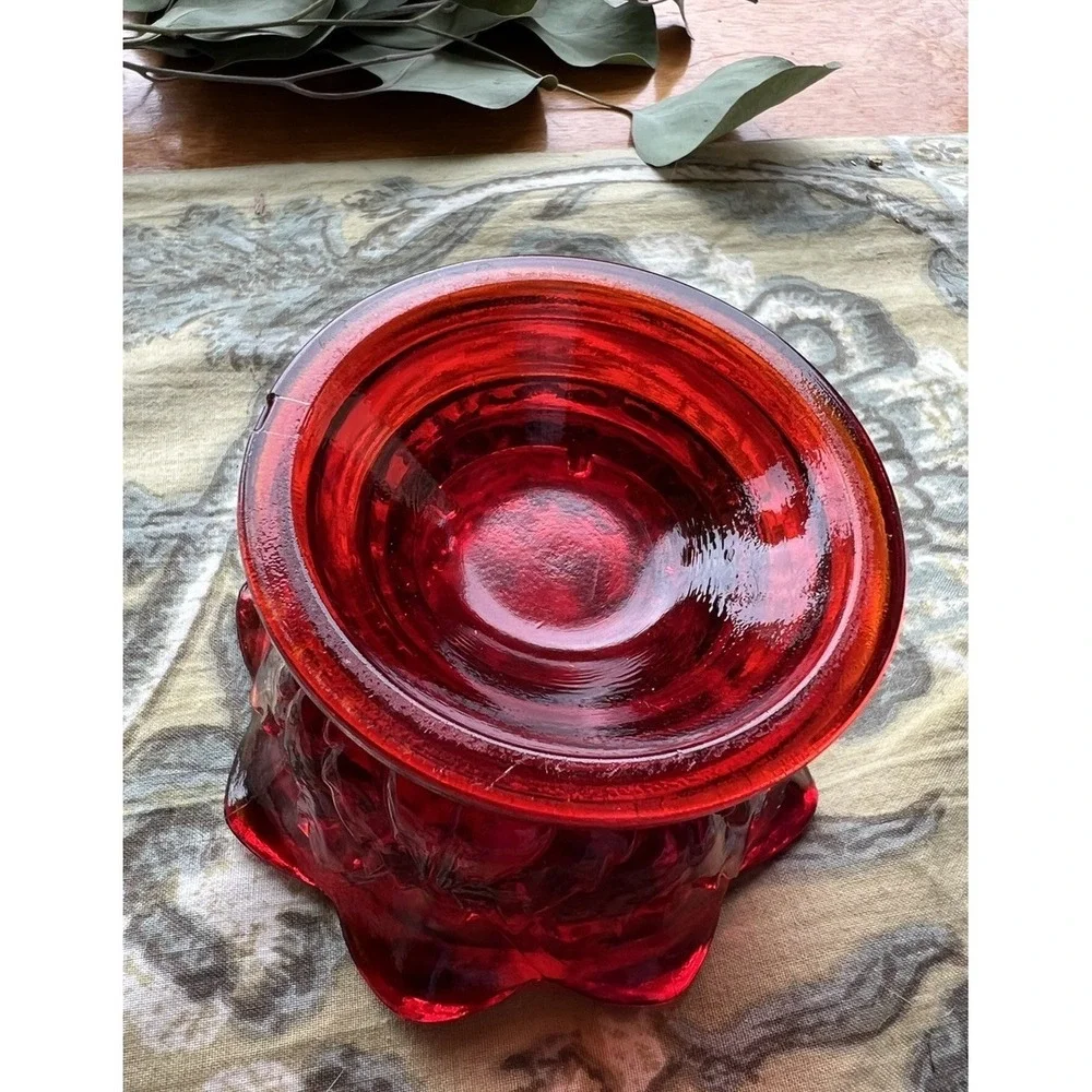 Brooke Crescent Amberina Red Ruby Diamond Pineapple Fairy Lamp BASE ONLY Vintage